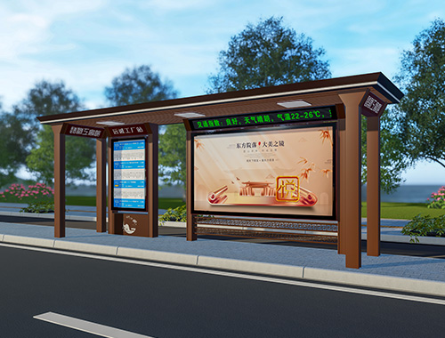 新款來襲！青海大型公交候車亭后現代風格城市仿古公交站臺